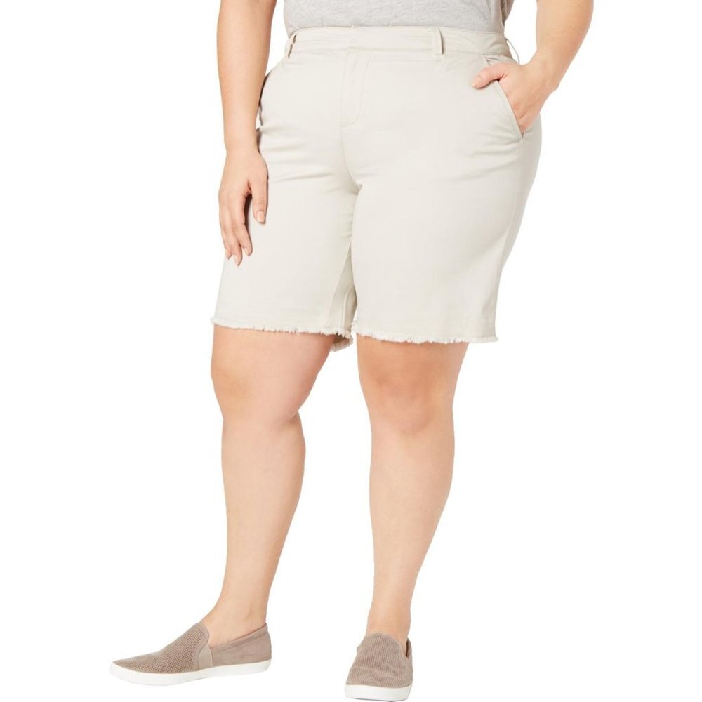Style & Co women plus size 16W Beige‎ frayed casual